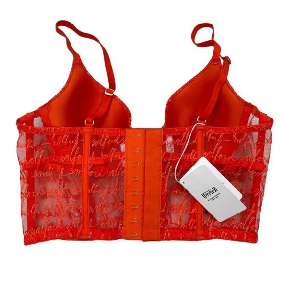 NWT WOLFORD Logo Obsessed Bustier Sz 34B Red Glow - Picture 10 of 11